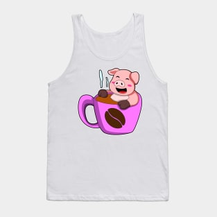 Pig with Cup of Coffee Tank Top